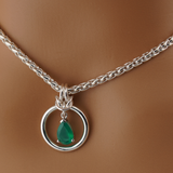 Sterling Silver Green Onyx Teardrop O-Ring