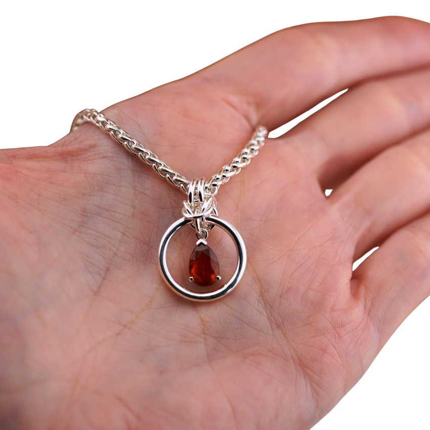 Sterling Silver Orange Kyanite Teardrop O Ring