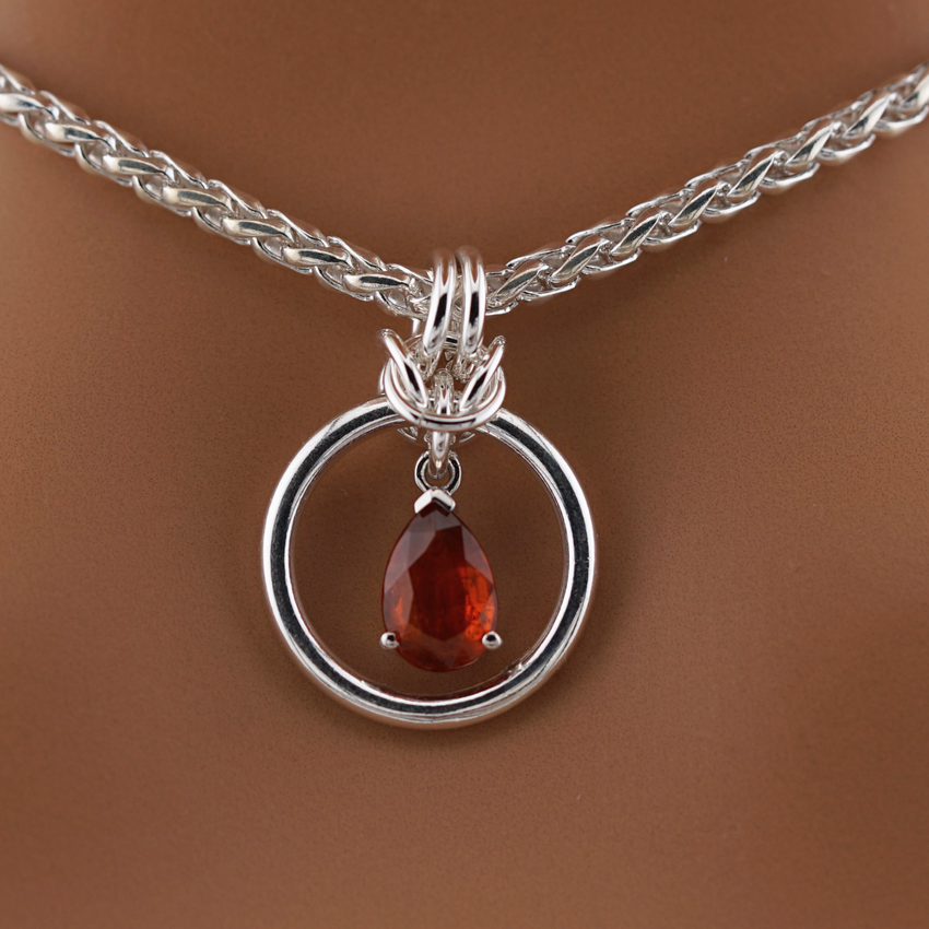 Sterling Silver Orange Kyanite Teardrop O Ring