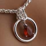 Sterling Silver Orange Kyanite Teardrop O Ring