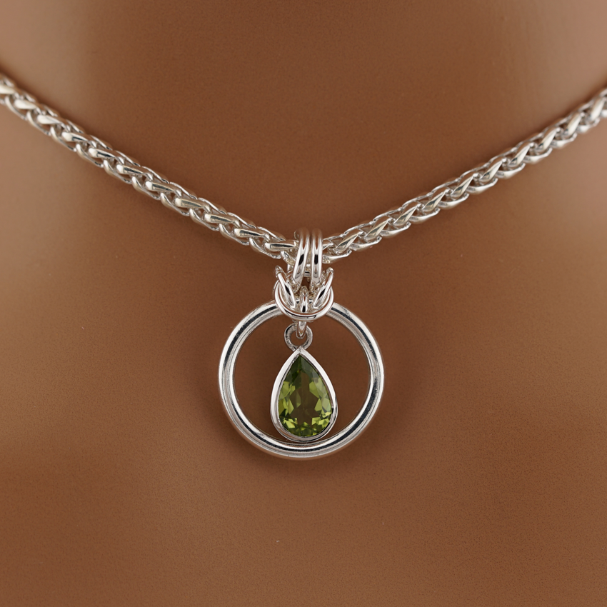 Sterling Silver Peridot Teardrop O Ring