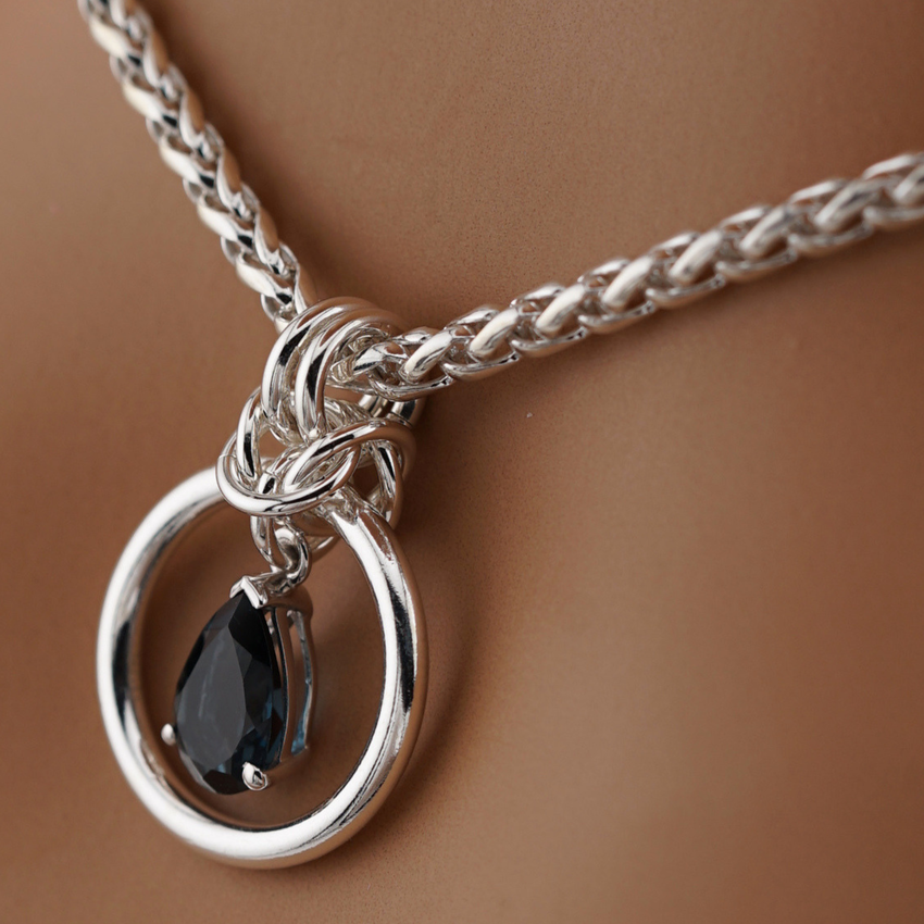 Sterling Silver Blue Topaz Teardrop O Ring