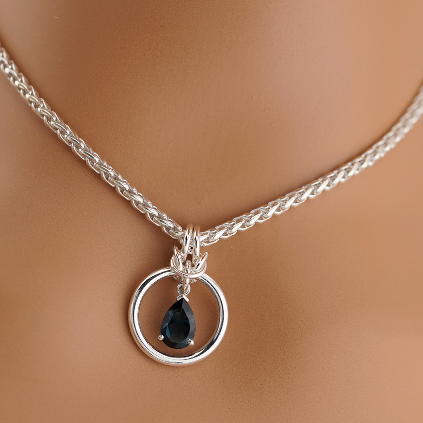 Sterling Silver Blue Topaz Teardrop O Ring