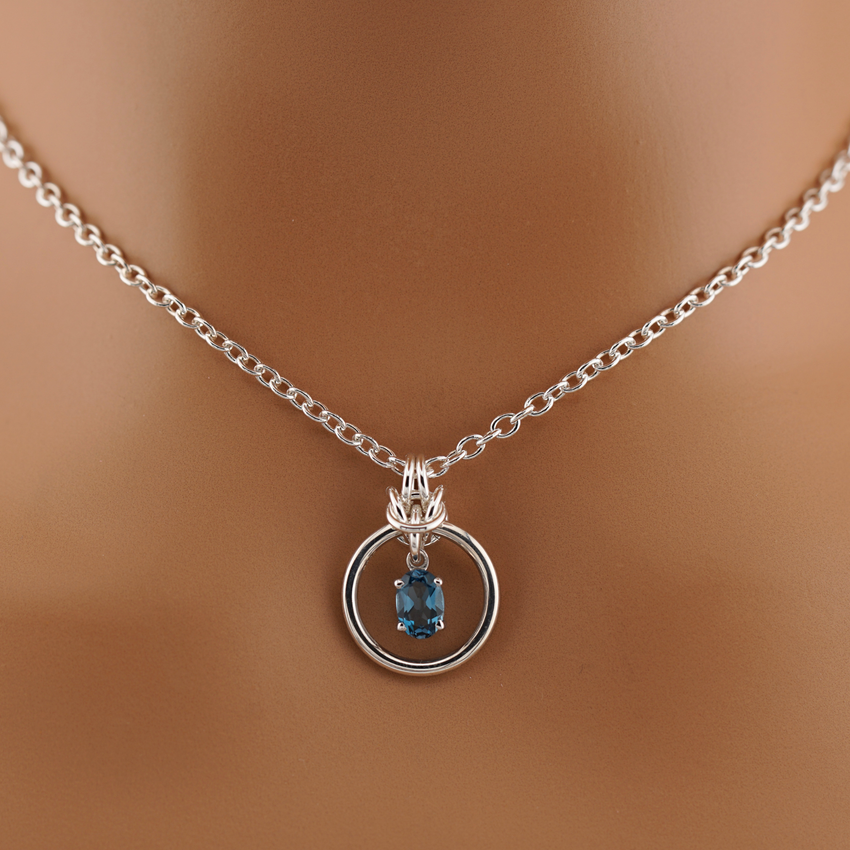 Sterling Silver Blue Topaz O Ring Collar