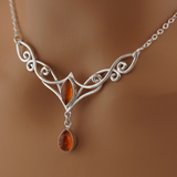 Amber Celtic Day Collar Sterling Silver