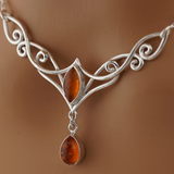 Amber Celtic Day Collar Sterling Silver