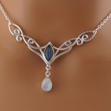 Labradorite and Moonstone Celtic Witchy Day Collar Sterling Silver