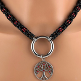 One of a Kind Tree of Life Chainmaille, Garnet Red & Black
