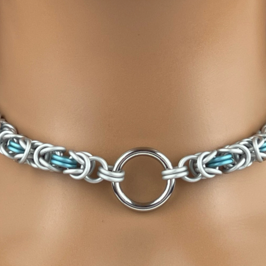 Locking Submissive Day Collar – Byzantine Chainmaille O-Ring