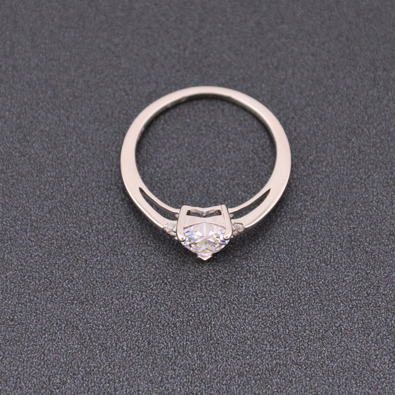 Sterling Silver Heart Ring with CZ Diamond