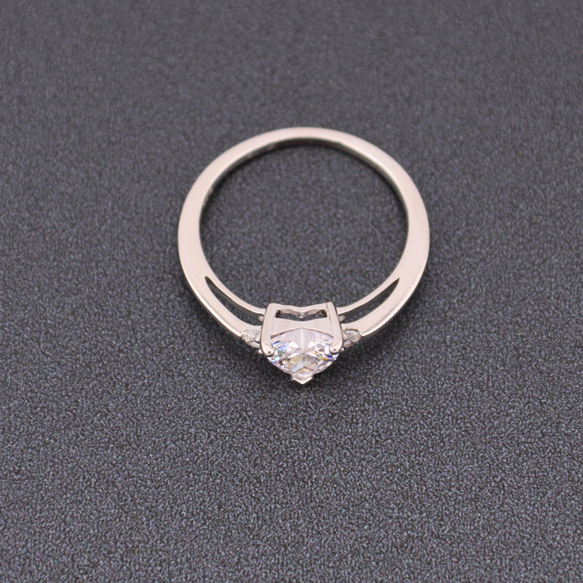 Sterling Silver Heart Ring with CZ Diamond