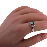 Sterling Silver Heart Ring with CZ Turquoise