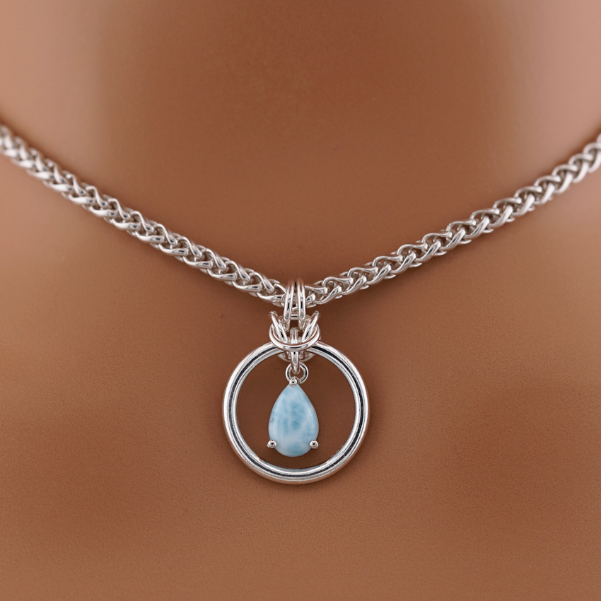 Sterling Silver Larimar Teardrop O-Ring