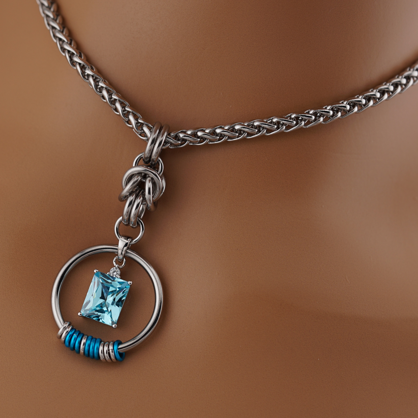 Aquamarine CZ Morse Code
