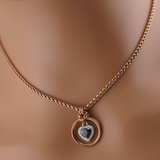 Submissive Day Collar – Rose Gold BDSM O-Ring Necklace with Black CZ Heart