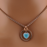 Submissive Day Collar – Rose Gold BDSM O-Ring Necklace with Milky Blue Heart