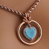 Submissive Day Collar – Rose Gold BDSM O-Ring Necklace with Milky Blue Heart