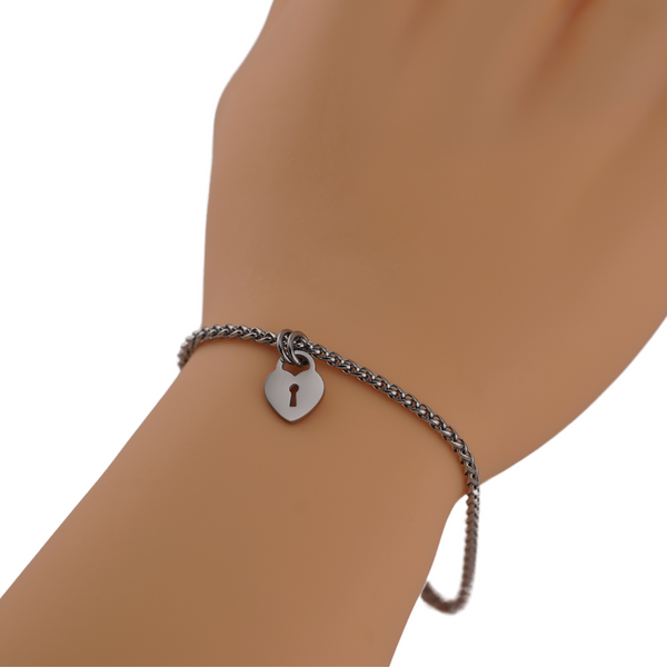 Wheat Chain Bracelet Heart Lock Pendant