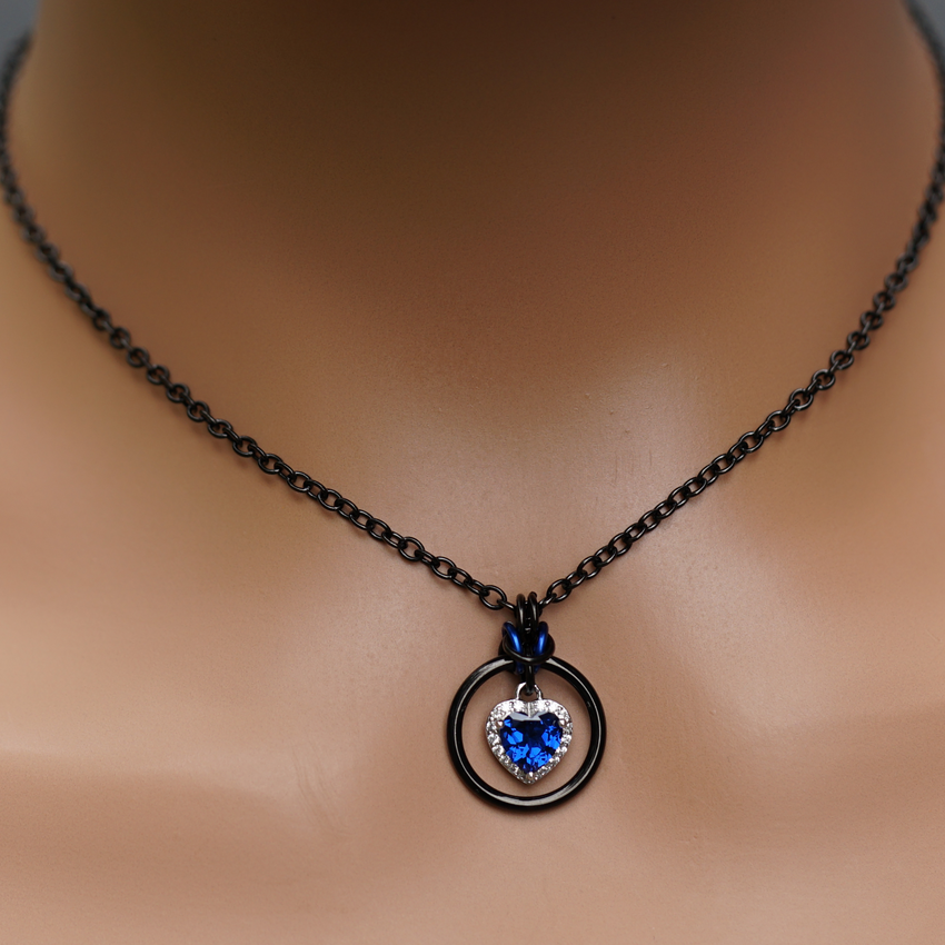 Sapphire Heart O-Ring Necklace