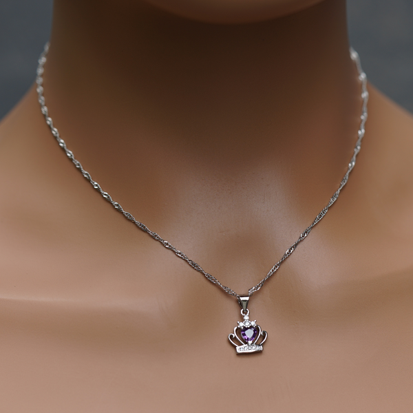 Princess Crown with Heart-Shaped Amethyst