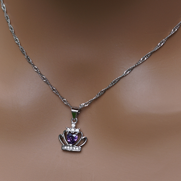 Princess Crown with Heart-Shaped Amethyst