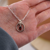 Sterling Silver Paperclip Chain Garnet Teardrop