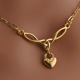 Gold Celtic Heart Paperclip Chain Collar