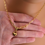 Gold Celtic Heart Paperclip Chain Collar