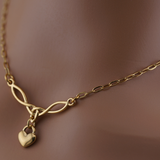 Gold Celtic Heart Paperclip Chain Collar