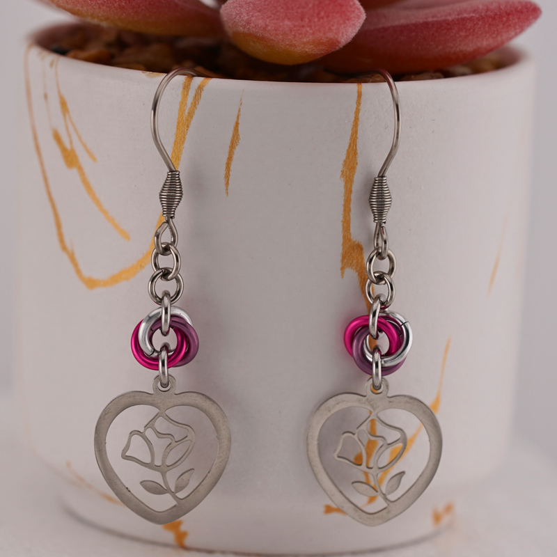 Rose Heart Earrings