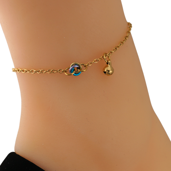 Gold Anklet - Bell and O Knot