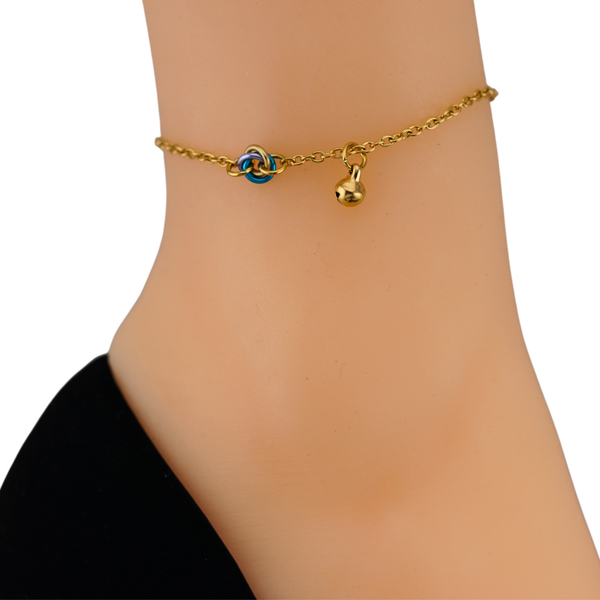 Gold Anklet - Bell and O Knot