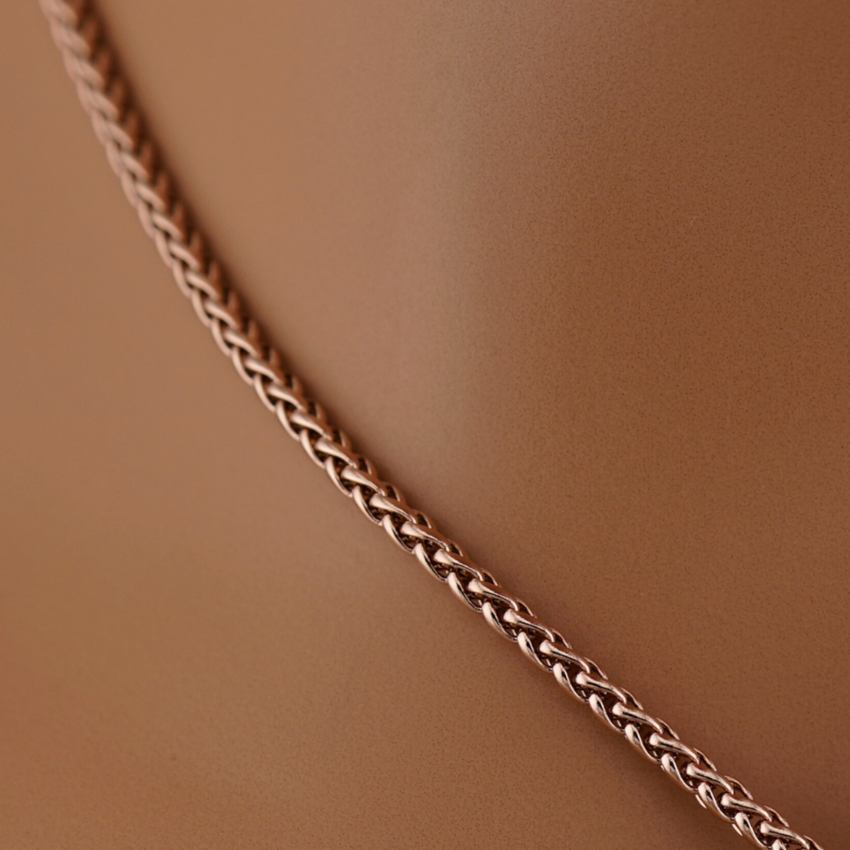 Rose Gold Wheat Chain Necklace 2.5mm