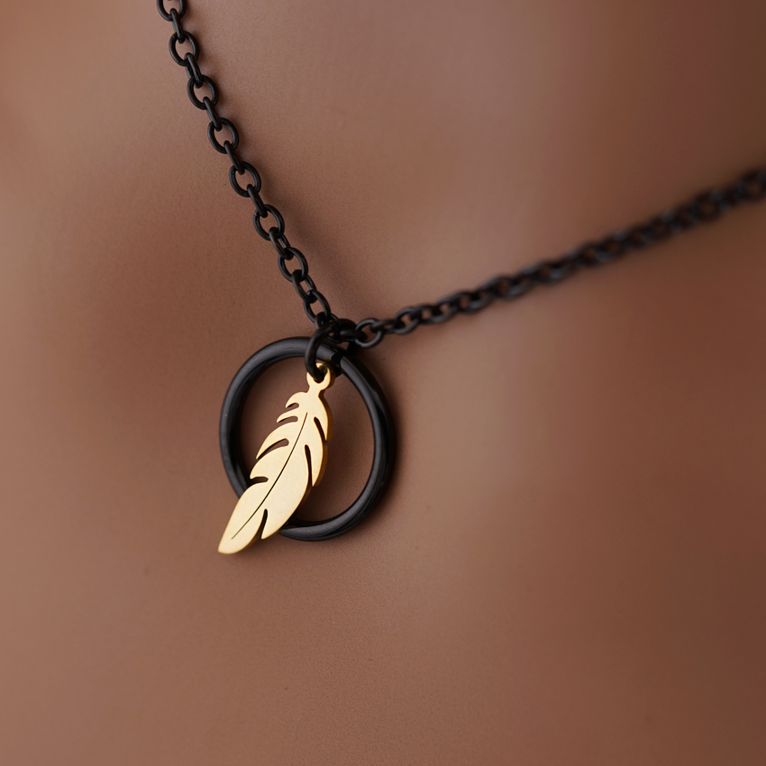 Gold Feather Black O Ring