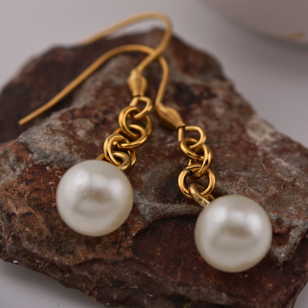 Gold Pearl Earrings