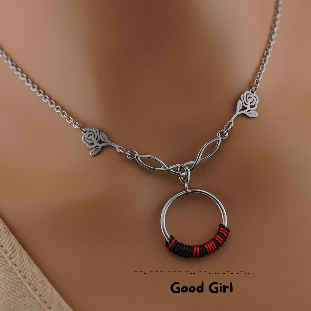 Celtic O ring Morse Code Submissive Collar – Captive Collars