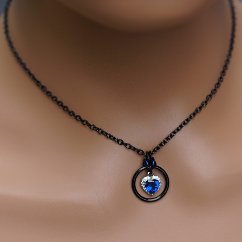 Sapphire Heart O-Ring Necklace