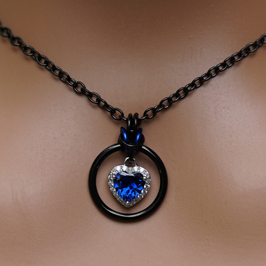 Sapphire Heart O-Ring Necklace