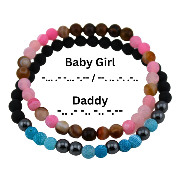 Morse Code Bracelet Set, Daddy, Baby Girl