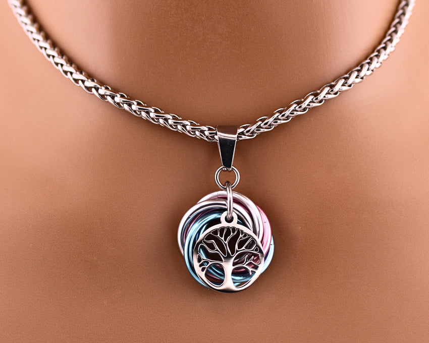 Transgender Tree of Life Necklace - LGBTQ Pride Jewelry, Pride Gift
