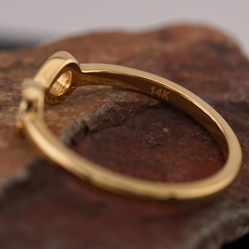 Solid 14K Yellow Gold Dainty Infinity Diamond Ring