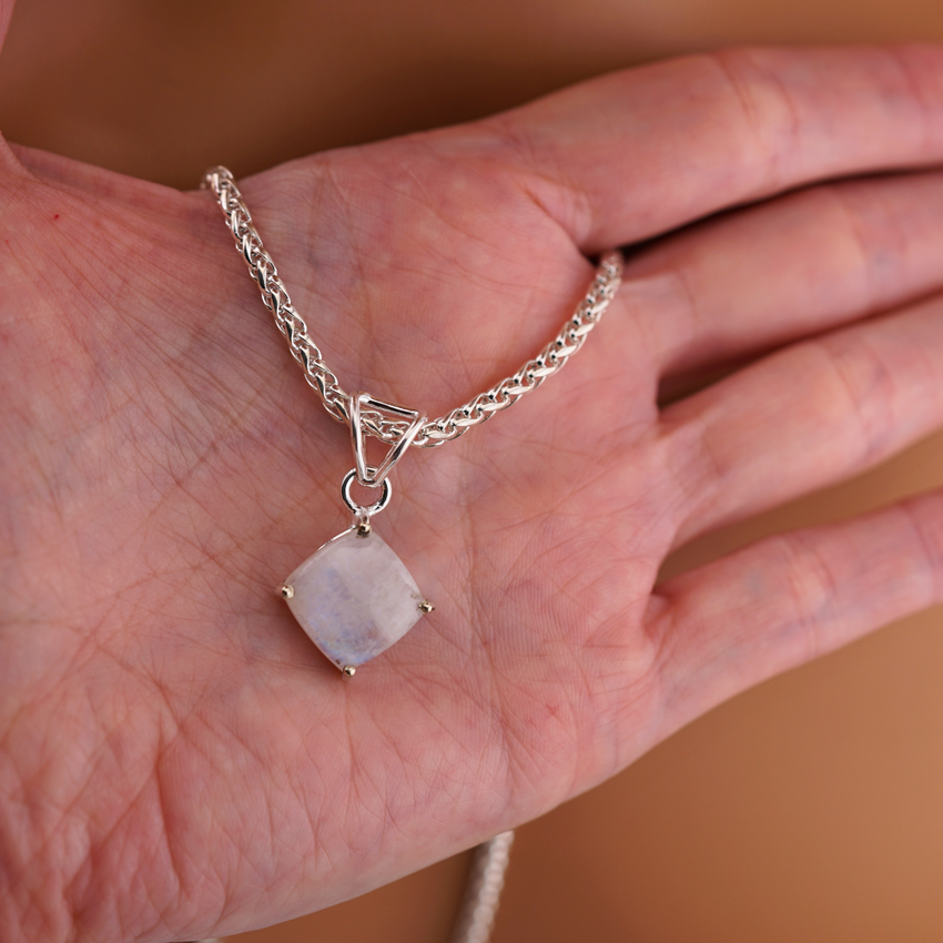 Moonstone Sterling Silver Submissive Day Collar Necklace