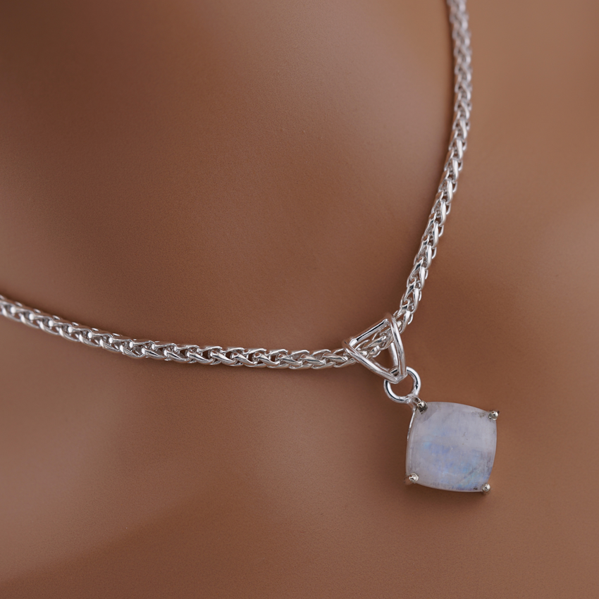 Moonstone Sterling Silver Submissive Day Collar Necklace