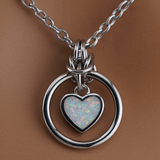 Submissive Day Collar – Opal Heart Necklace with BDSM O-Ring