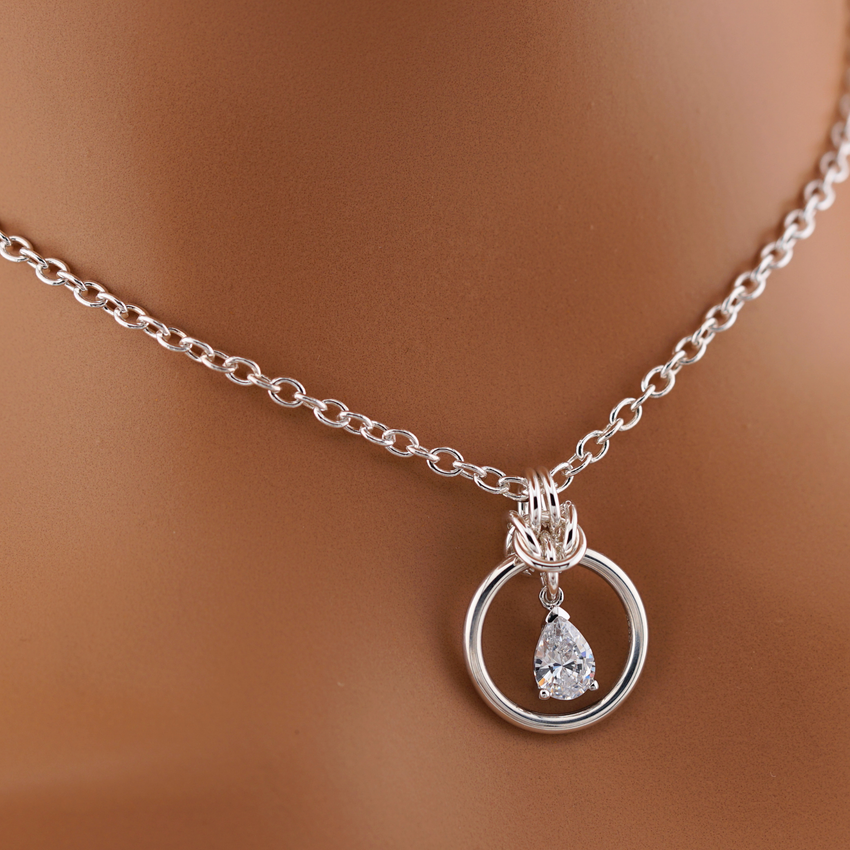 Sterling Silver Pear CZ O-Ring