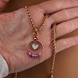 Rose Gold Morse Code O-Ring Day Collar with Lab Opal Heart