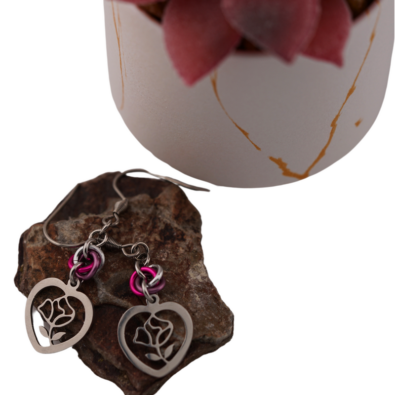 Rose Heart Earrings