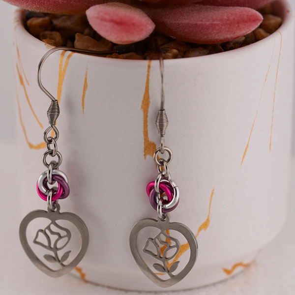 Rose Heart Earrings