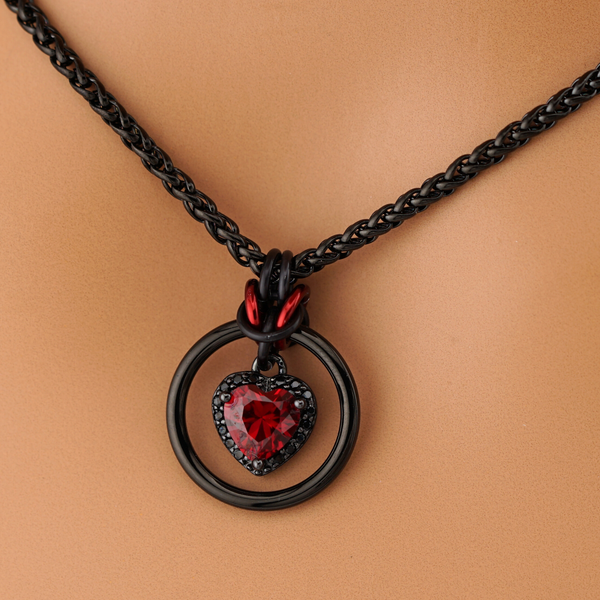 Ruby Heart & Black Stones – The Perfect Valentine’s Gift for Her