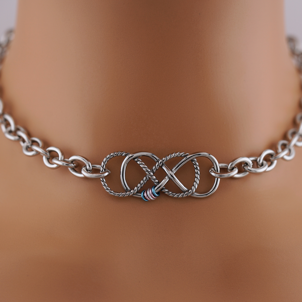 Trans Infinity Transgender Pride Double Infinity Statement Collar – Captive Collars